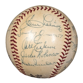 1956 National League Champion Brooklyn Dodgers National League Champions Team Signed Baseball With 22 Signatures Including Robinson and Campanella (PSA/DNA)